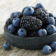 bowl, blackberries, blueberries