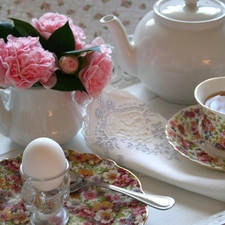 breakfast, jug, roses