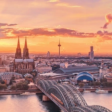 chair, Germany, bridge, Hohenzollern, Gothic, Cologne