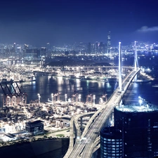 bridge, Hong Kong, night