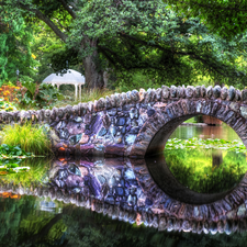 bridge, River, stone