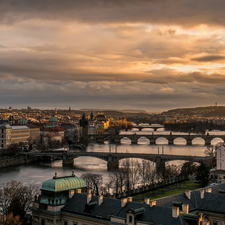 Prague, Czech Republic, Bridges, Town, Vltava River