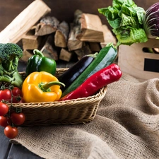 tomatoes, broccoli, vegetables, pepper, nature