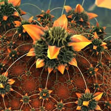 3D, Colourfull Flowers, Cactus