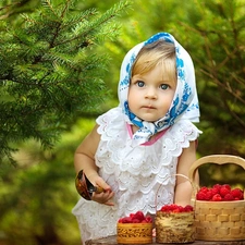 Cage, girl, raspberries