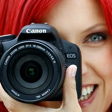 smiling, girl, Camera, redhead