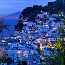 Houses, Island, Capri, Night