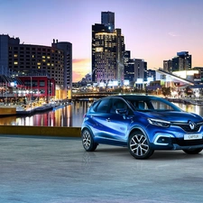 skyscrapers, blue, Renault Captur