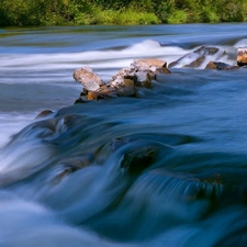 Stones, little doggies, Cascades, water