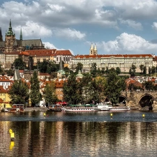 Hradcany Castle, Charles Bridge, Prague, Vltava, Czech Republic