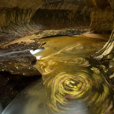 cave, waterfall, rocks