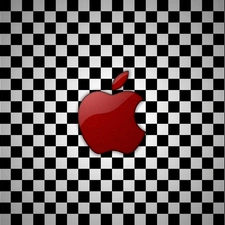 Red, checkerboard, Apple, logo