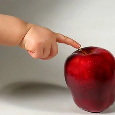 Red, hand, child-, Apple