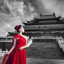 Chinese, architecture, Dress, China, red hot, Buldings