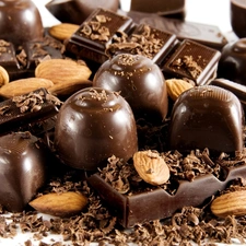 chocolate, almonds, chocolate, pralines