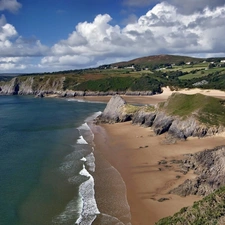 cliff, sea, Beaches