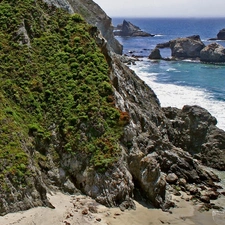 cliff, sea, rocks