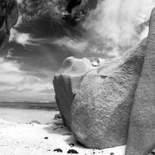 Big, Sand, clouds, rocks