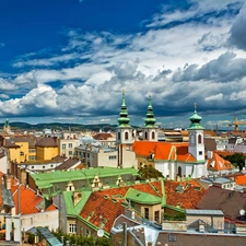 clouds, roofs, houses