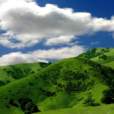 Mountains, viewes, clouds, trees