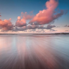 clouds, Beaches, sea