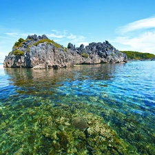 sea, rocks, clouds, Coast