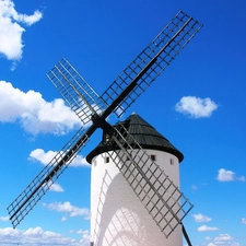 clouds, Windmill, Sky