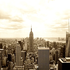 clouds, Town, Jork, Empire State Building, New, skyscrapers