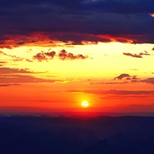 west, rays, clouds, sun