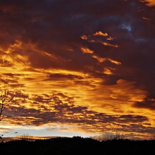 west, Sky, clouds, sun