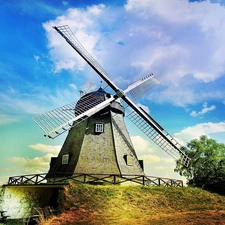 Windmill, clouds