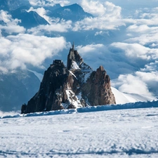 clouds, Mountains, winter