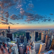 Nowy York, skyscrapers, clouds