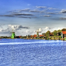 Coast, Windmills, Houses