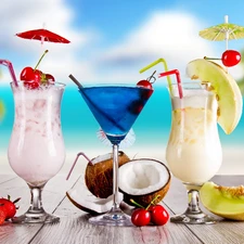 cocktails, color, tropics