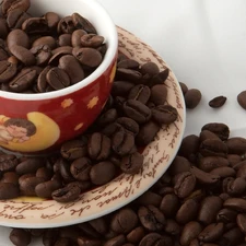 Coloured, grains, coffee, cup