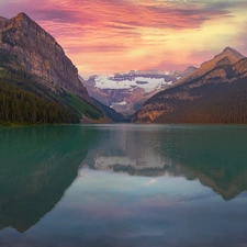 Sky, lake, Canada, Lake Louise, Alberta, color, Mountains, Banff National Park