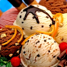 ice cream, several flavors, color