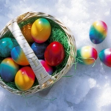 Easter eggs, basket, Colorful