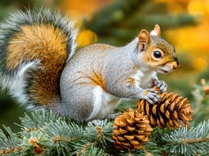 cones, squirrel, Twigs