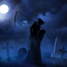 death, Night, cemetery