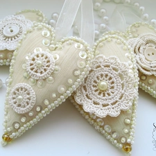 decoration, embroidered, hearts