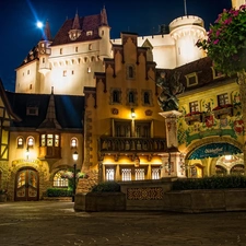 market, Night, California, Houses, Town, Disneyland, USA