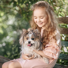 Yorkshire Terrier, girl, dog