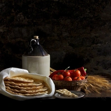 tomatoes, Passover bread, Ears, Bottle