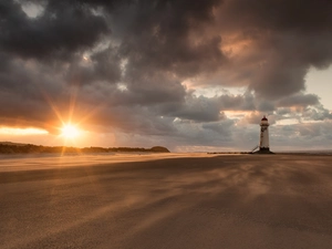 east, sun, maritime, clouds, Lighthouse