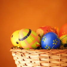 Easter, basket, eggs