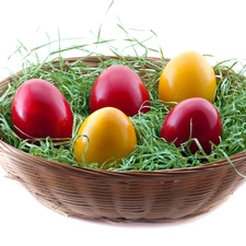 easter, basket, eggs