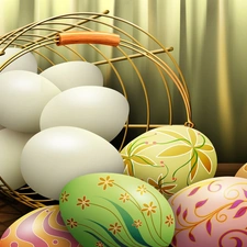 basket, color, eggs, eggs