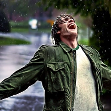 Rain, a man, Emotions